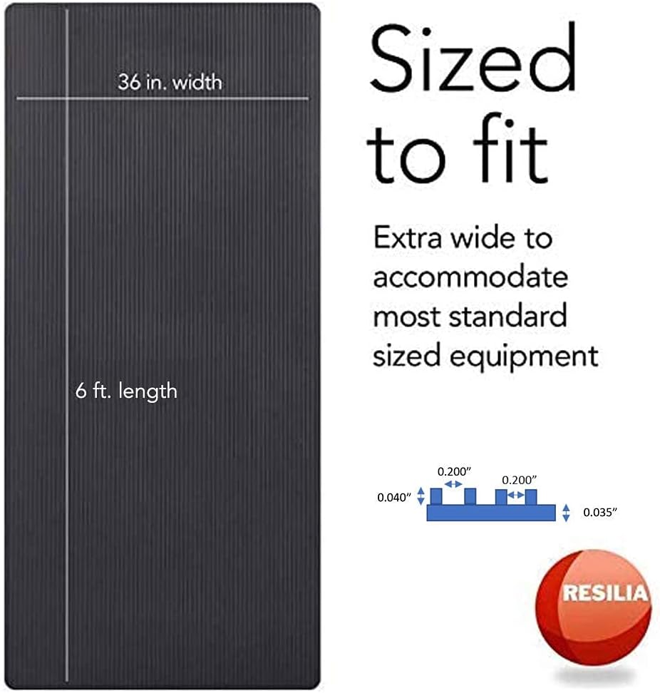 RESILIA - Black Plastic Floor Runner/Protector - Embossed Wide Rib Pattern (36 Inches Wide x 6 Feet Long)