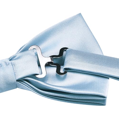 Image of GUSLESON Men's 3-pc Solid Color Bow Tie Gift Set - Double‑Fold Pre-Tied Bow Tie, Pocket Square, Cufflinks - Wedding Formal Party