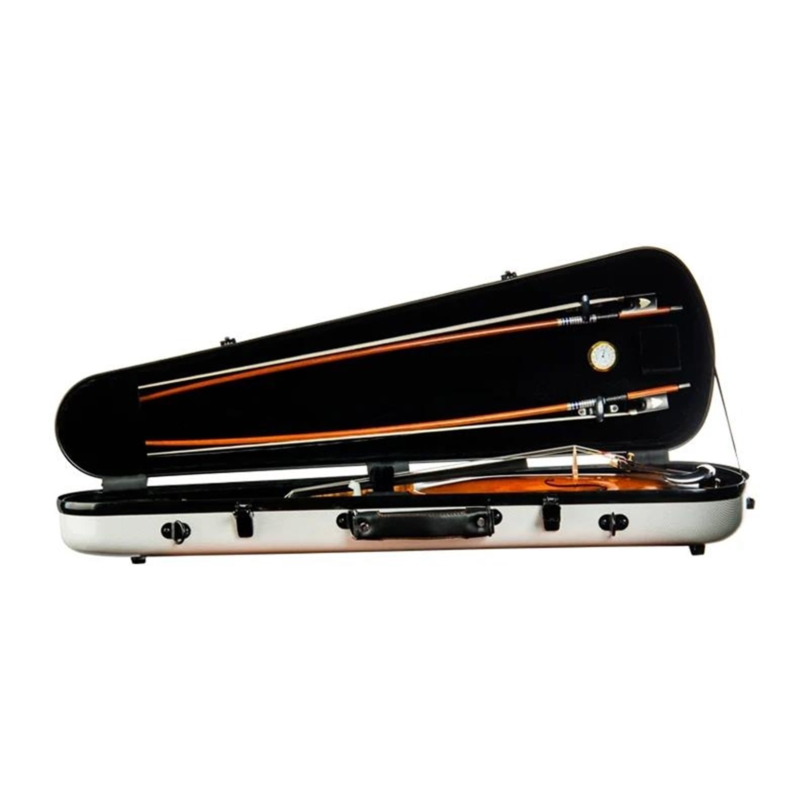 estuche de violín Estuche Rígido Para Violín 4/4 Carcasa De Fibra De Carbono Bolsa De Transporte, Estuche Rígido De Almacenamiento Para Violín Con Mango Ligero(White)