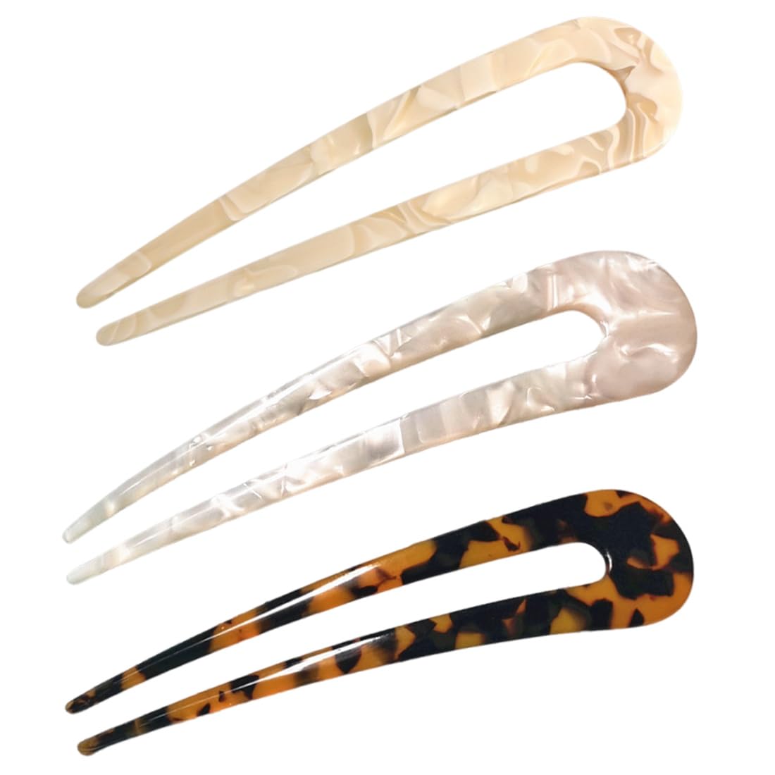 XIKSJW 3 Pieces U Shaped Hair Pins French Style Hair Clips Headpiece for Women and Girls, Black, Brown, Unknown, 1 stück (3er Pack)