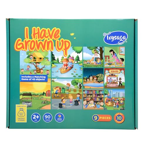 Image of I Have Grown Up 10 in 1 Jigsaw Puzzle for Kids Aged 2+ | 90 Pieces Cardboard Puzzles | Matching Game-Fun & Educational Puzzle Combo-45 Spelling to Pictures | Preschool Activity Game | Gifting