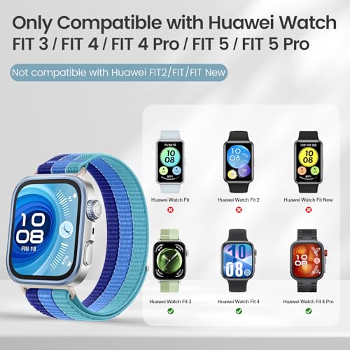 Image of XMUXI Nylon Straps Compatible with Huawei Watch Fit 4 Pro Strap Fabric Compatible with Huawei Fit 3 Fit 5 pro Band with Metal Connector(No Watch)