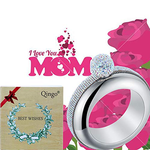 Image of Flask Bracelet Bangle Flask Creative Stainless 304 Steeland Hip Flask Funnel Set For Women 3.5 oz (Sliver Rhinestones)