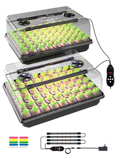 GLOWRIUM Seed Starter Tray with Full Spectrum Grow Light,54-Cell *2