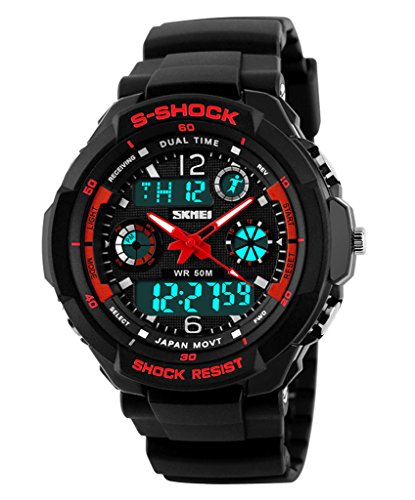 Preisvergleich Produktbild SKMEI Wasserdicht Multifunktions-Digitalwider Schock Militärsport Uhr, rot