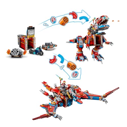 Image of LEGO DREAMZzz 71484 2 in 1 Dinosaur Robot C-Rex by Cooper, T.Rex Action Figure Transformable Toy in Pterodactyl with Articulated Parts and 4 Minifigures, Creative Games for Children and Girls