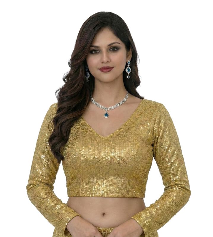 pu fashion Blouse for Women Full Sleeve Readymade Stylish Sequin Embroidery Saree Blouse Designer Choli with Sequence Work Back Hook Design-picture-21