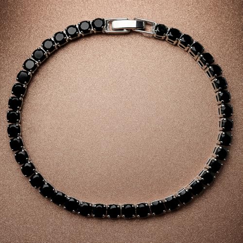 Image of BLACK PEARL Elegant Style Tennis Bracelet with Multicolour Zirconion Stones, Gold and Silver-Toned Bracelet For Women & Girls