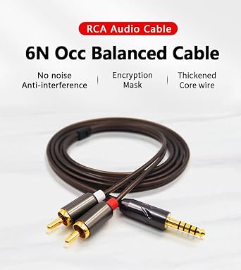 6N OCC 2.5mm 4.4mm 3.5mm to 2RCA Balanced Cable 4.9ft Compatible with Phone PC TV Audio Player Power Amplifier