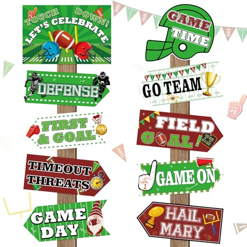 Image of Hooqict 20 Pieces Football Party Sign Football Tailgate Decorations Football Team Party Sign Favors for Football Concession Stand Party Supplies Game Day Bar Decor