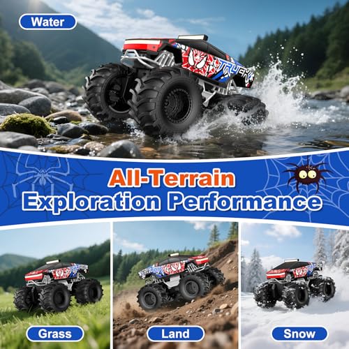 Remote Control Car, Amphibious Monster Truck Toys for Boys RC Cars, 2.4 GHz Waterproof RC Trucks, 1:18 4WD All Terrain Off-Road Pickup, Cool Christmas Birthday Ideas Gifts for Kids 6+ Year Old - Image 6