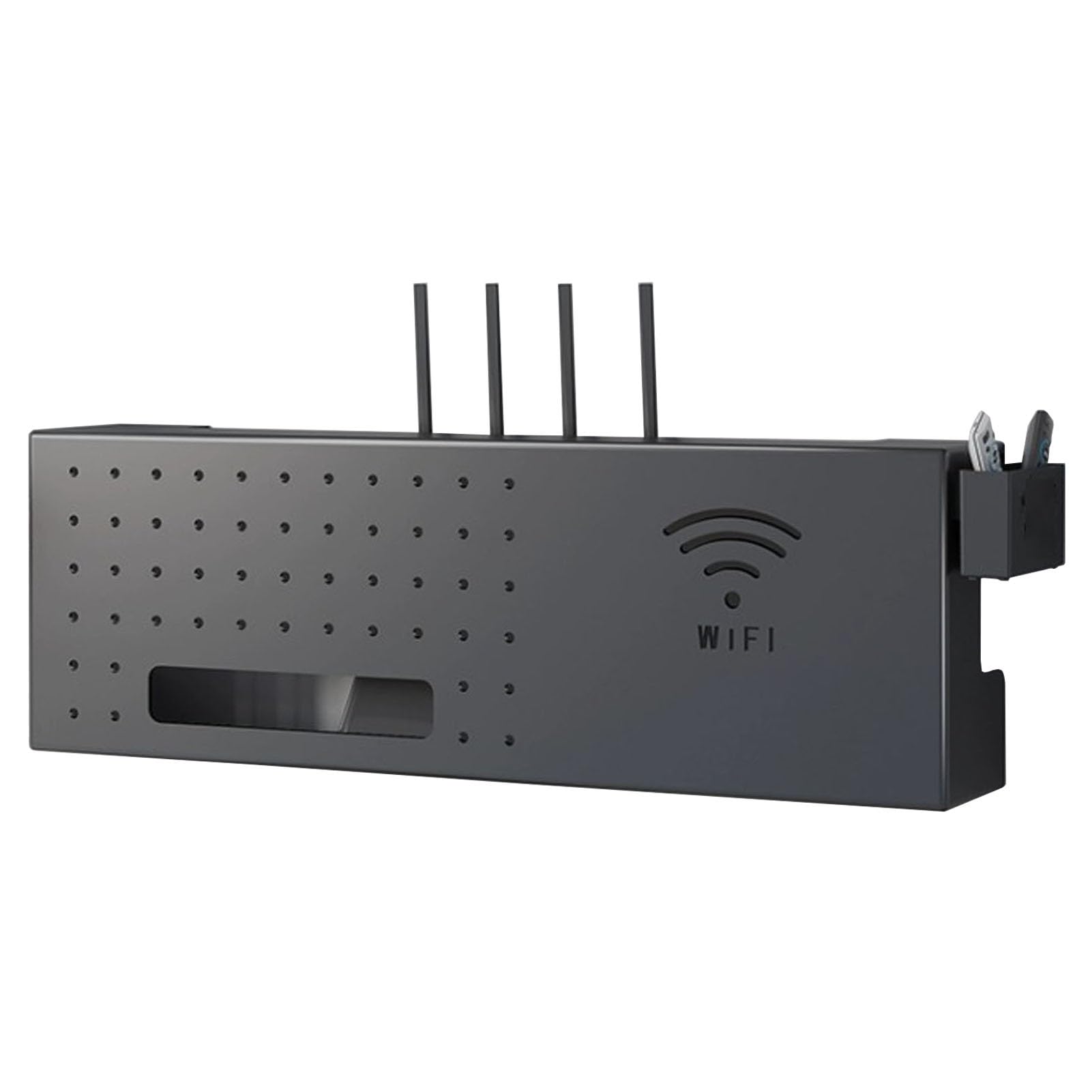 Meiiron Wall Mount WiFi Router Shelf, No Assembly Required Cable Router Organizer Steel Shelf Wall Mount Bracket WiFi Storage Box Power Strip Protector Router Rack (Size : 40cm)