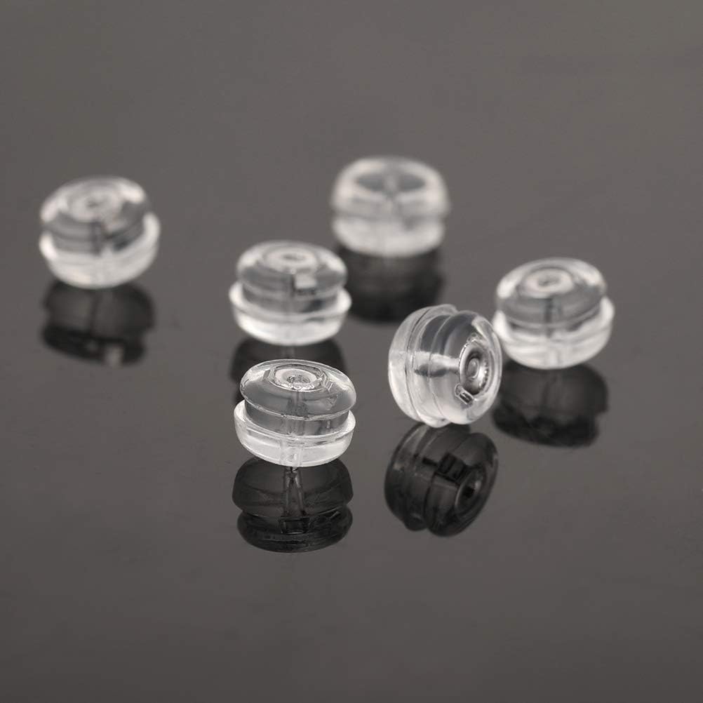 14K White Gold Earring Backs Hypoallergenic Soft Clear Silicone Earrings Backings Piercing Replacements Secure Safety for Studs Drop Nickel Free
