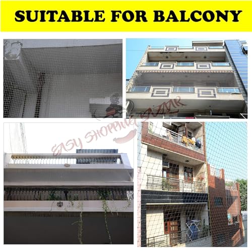 Image of EasyShoppingBazaar Bird Net /Pigeon Net /Anti Bird Net UV Stabilized HDPE (with Clips & Tying Ropes) - 17mm Mesh Size - White - 10 x 30 FT