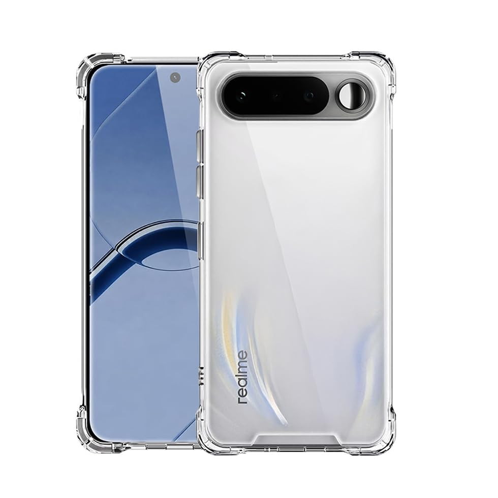 Image of Fashionury Clear Back Cover Case for Realme 16 5G | Anti-Yellow Acrylic Hard Back + Soft TPU Bumper | Shockproof 360 Protection | Slim Transparent Bumper Case (Clear)
