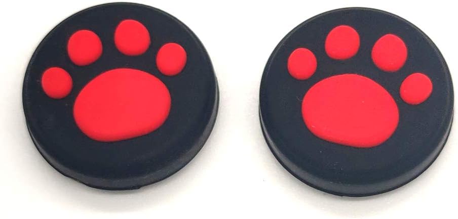 2 x Silicone Analog Controller Thumb Stick Joystick Grips Cap for Switch NS/Switch Lite Controller ThumbStick Cute Cat Paw Claw (Red)