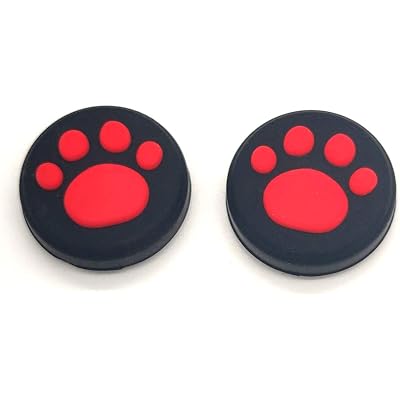 2 x Silicone Analog Controller Thumb Stick Joystick Grips Cap for Switch NS/Switch Lite Controller ThumbStick Cute Cat Paw Claw (Red)