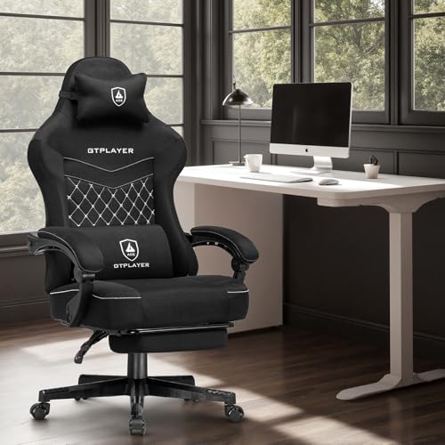 GTPLAYER Gaming Chair, Fabric Computer Office Chair with Pocket Spring Cushion, Ergonomic Office and Gaming, Video Gaming Chair with Linkage Armrests, High Back Desk Chair with Adjustable Recliner - Image 3