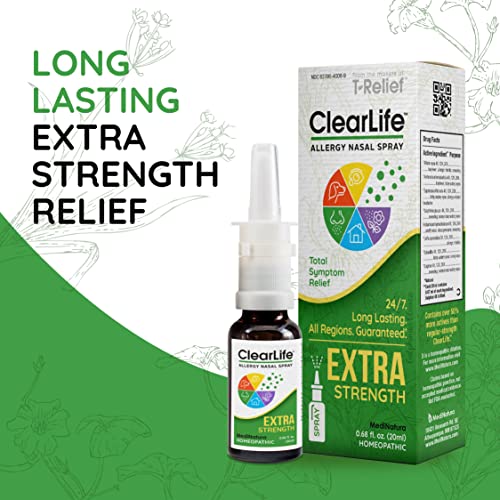 Clearlife Extra Strength Multi-System Allergy Relieving Nasal Spray Mist - 8 Powerful Homeopathic Actives Provide Potent Maximum Congestion, Itchiness & Sinus Pressure Relief - Non-Drowsy - 0.68 Oz #TOP2