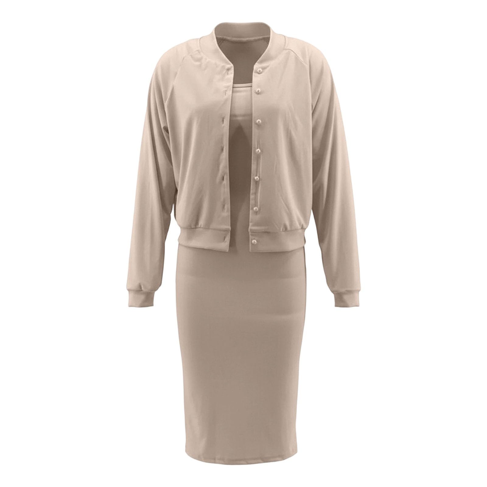 Conjunto Elegante de Dos Piezas con Vestido Sin Mangas y Cárdigan Largo para Estilo Casual y Versátil