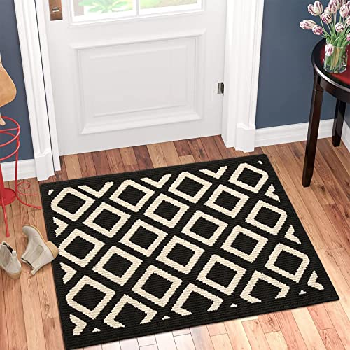 Boveu Indoor Door Mat Front Door Rugs, 20"X 32" Non Slip Resist Dirt Low Profile Absorbent Inside Entry Door Floor Mat For Home Entrance,Black Kite #TOP1