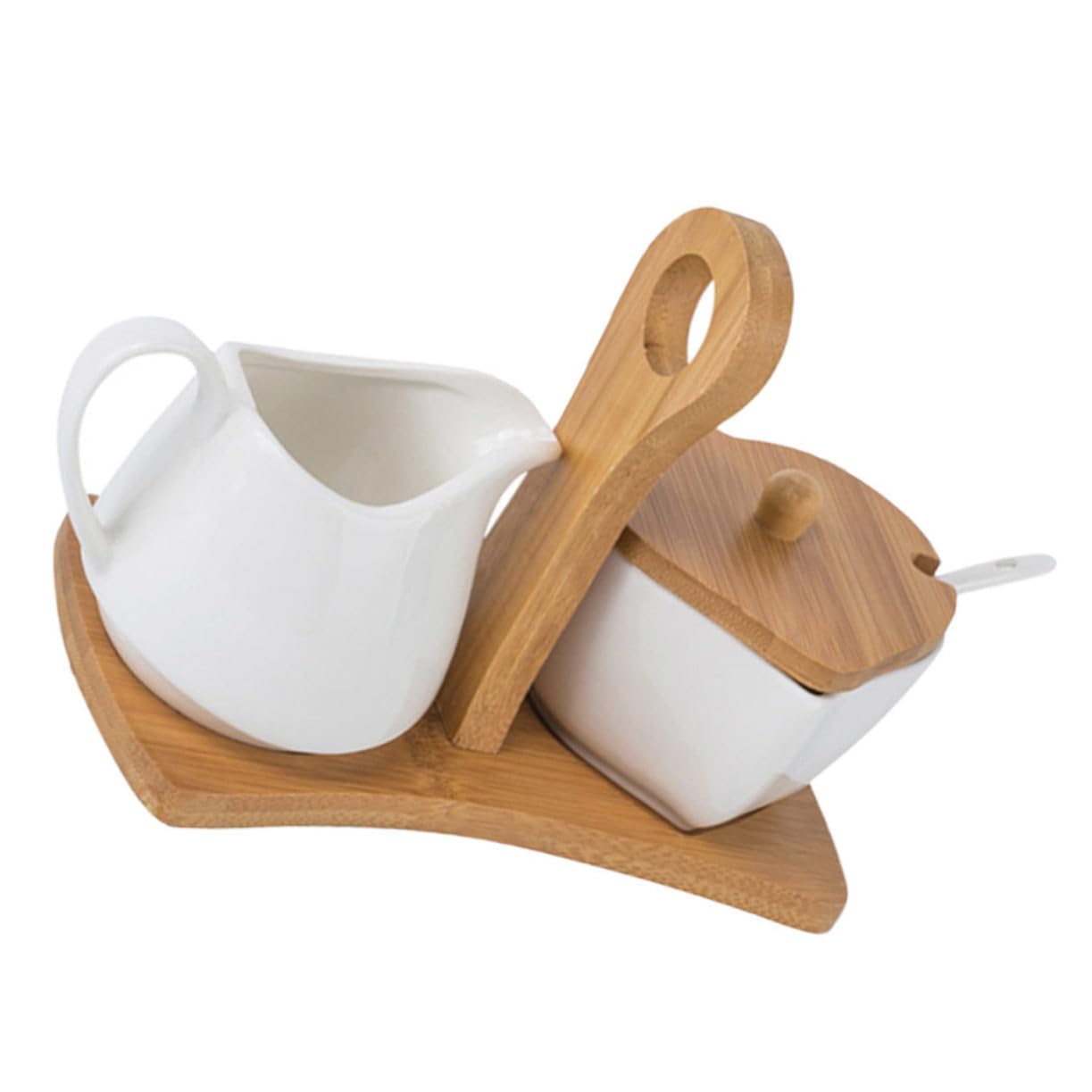 Sucrier céramique blanc pot à lait cuillère ensemble de cuisine au design simple