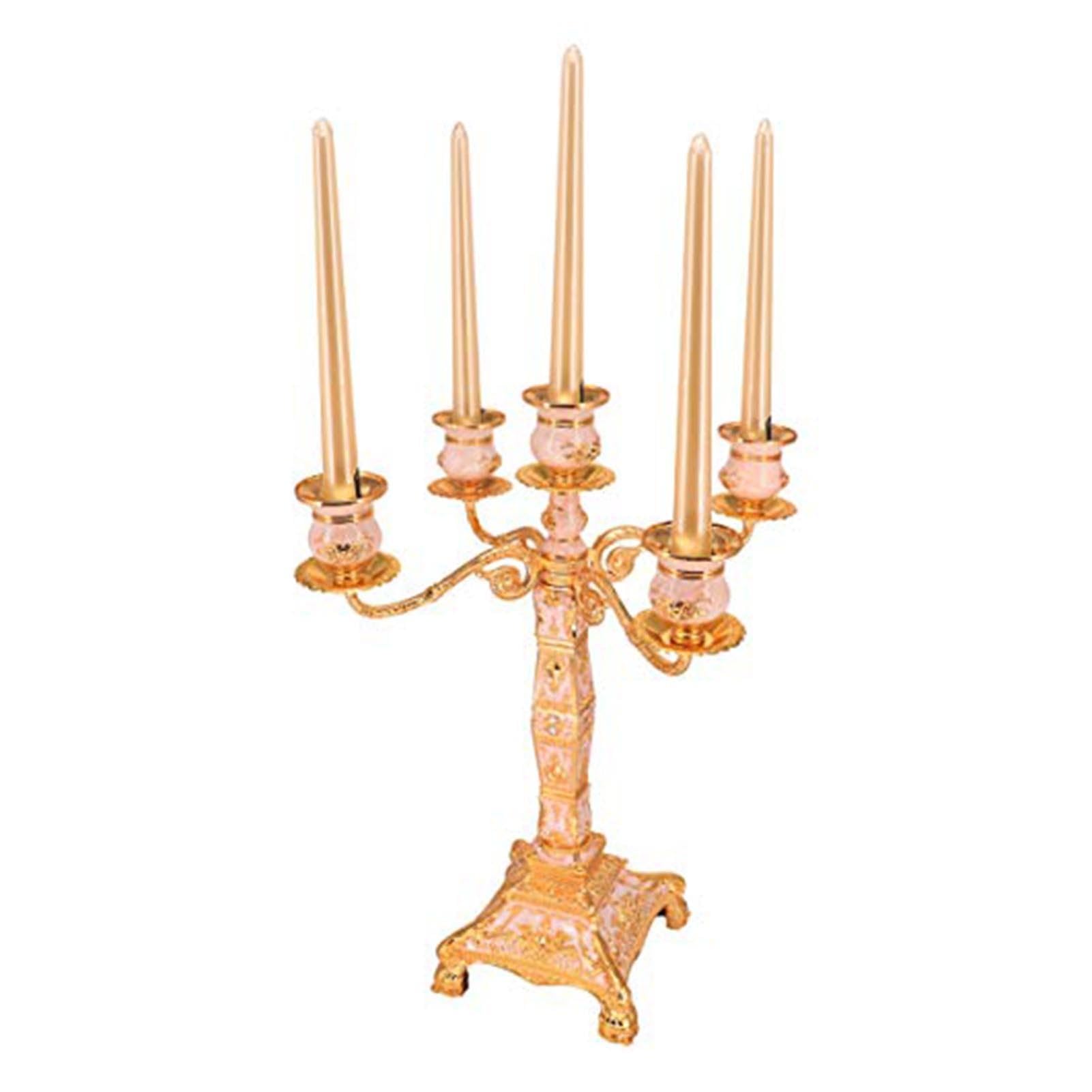 Portacandele - Candelabro A 5 Bracci In Stile Europeo, In Metallo; Ideale Per Cene, Feste E Anniversari
