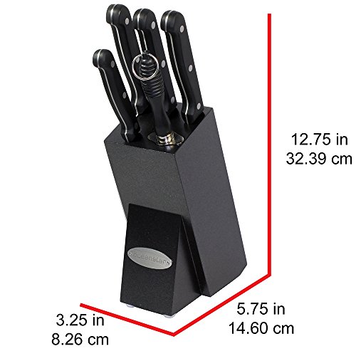 Oceanstar KS1200 Contemporary Knife Set with Block, Elegant Black, 6-Piece