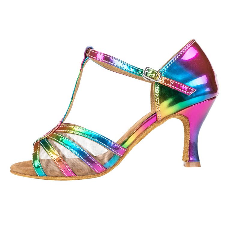 denova's Women's Patent High Heel Ankle Strap Indoor and Outdoor Dance Sandal for Latin Slasa Ballroom4