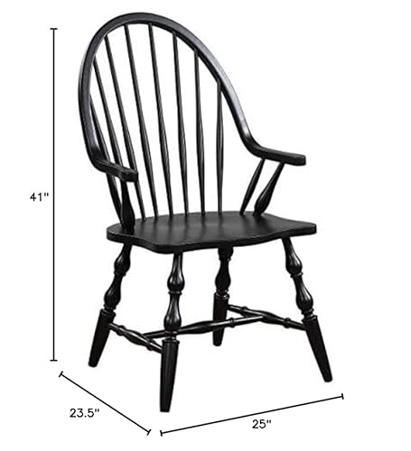 Sunset Trading Windsor Dining Chair With Arms, Antique Black With Cherry Rub (Dlu-C30A-Ab-2) #TOP2