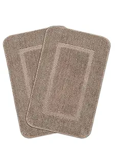 SARAL HOME EASY LIVING Saral Home Microfiber Anti-Skid Set Of 2 Bathmats (Beige, 45X70 Cm, Rectangular)