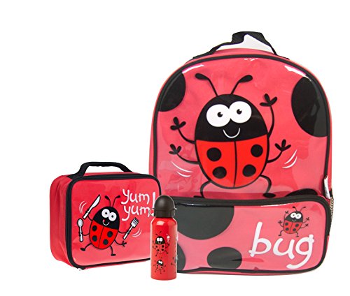 Bugzz Mochila Bolso de almuerzo y Botella Estilo  Mariquita