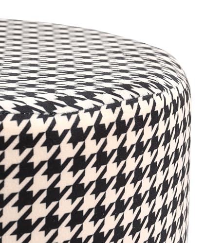 Image of NACIA Printed Ottoman Stool Set of 2 | Soft Cushioned Velvet Pouf Footrest with Wooden Legs | Decorative Seating Stool for Bedroom Living Room Home & Office (16x16x17 Inch, Black Monster)