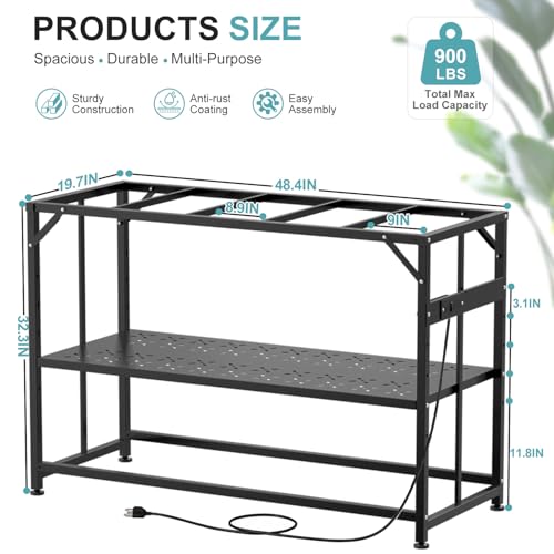 Image of TOCRETOARE Fish Tank Stand 55-75 Gallon, Metal Aquarium Stand, 48.5 inchx19.8 inchx32.4 inch Double-Layer Storage Design, Suitable for Home Office Use, 900LBS Capacity,Black (Tank not Included)