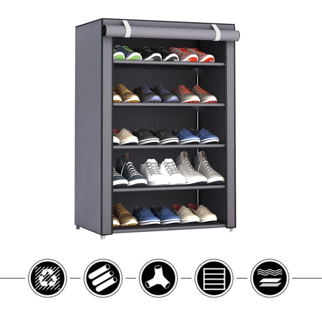 Schuhständer staubdichtes schweres 6 -schichtiger wasserdichtes waschbarer Schuhspeicher Erhöhter minimalistischer schockdes Organizer für Flur Wohnzimmer grau