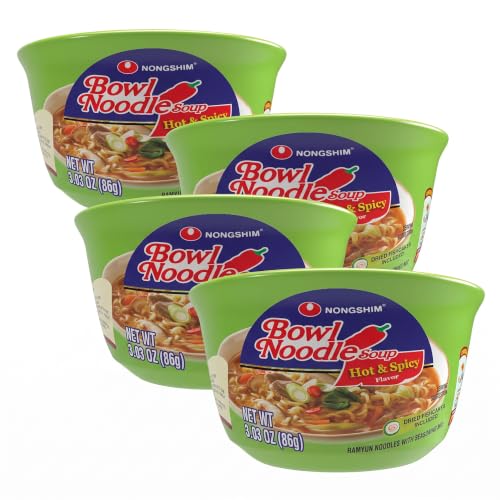 Nongshim HOT &amp; SPICY Noodle Soup, 3.03 Ounce (Pack of 4)