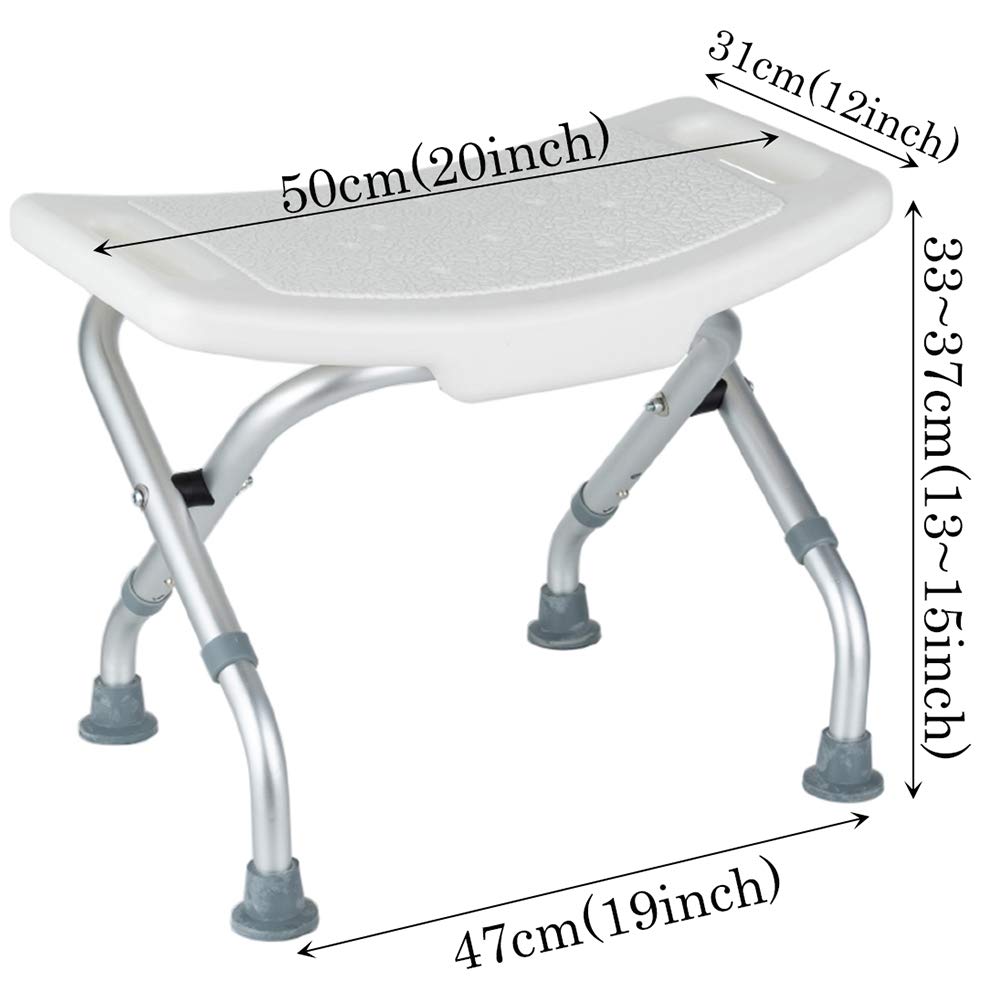 Asiento de Ducha Plegable con Reposabrazos y Pies Antideslizantes,Taburete de Baño de Altura Ajustable,Brindar Asistencia para Ancianos y Discapacitados