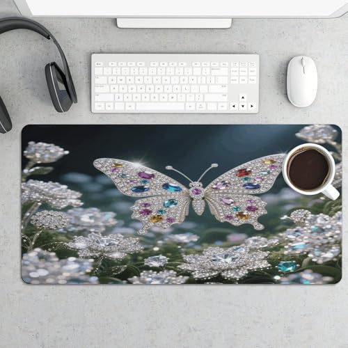 Jewel - Alfombrilla grande para escritorio mariposa miniatura 5
