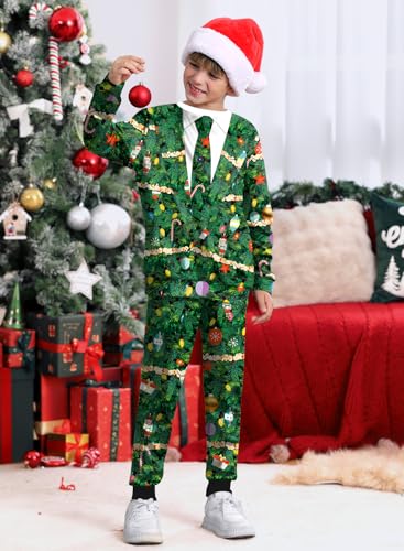 Image of BesserBay Boys Funny Ugly Christmas 2 Piece Set with Graphic Sweatshirt and Pants 4-14 Years