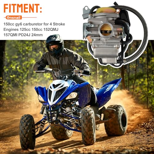 Image of 150cc gy6 carburetor PD24J for 4 Stroke Engines 125cc 150cc 152QMJ 157QMI 24mm for Motorcycle Scooter ATV Go Kart with Electric Choke Intake Manifold