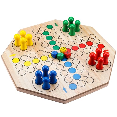 Gothink ET0020-1 20-Inch Extra Jumbo Ludo Game Set Classic Tranditional Strategy Game Giant Double Sided Painted Wooden Ludo Board Game thumb #1