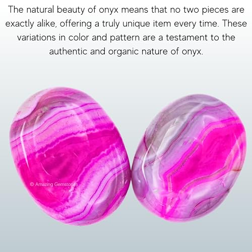 Image of Amazing Gemstone Pink Onyx Crystals and Healing Stones - Large Palm Stone Crystals Piedra - Crystal for Good Luck, Balanced Positive Energy, Meditation - Unique Stocking Stuffers, Gifts for Women, Men