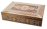  Joyero de madera multiuso con mosaico sirio, caja de madera con martillo de madera, 22,5 cm x 15,5 cm