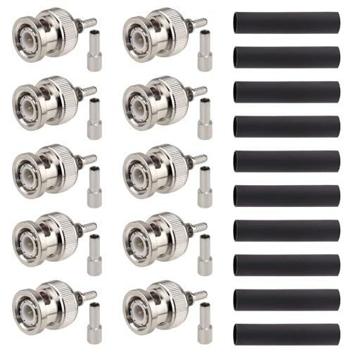 Pack de 10 conectores BNC macho para cable coaxial miniatura 1