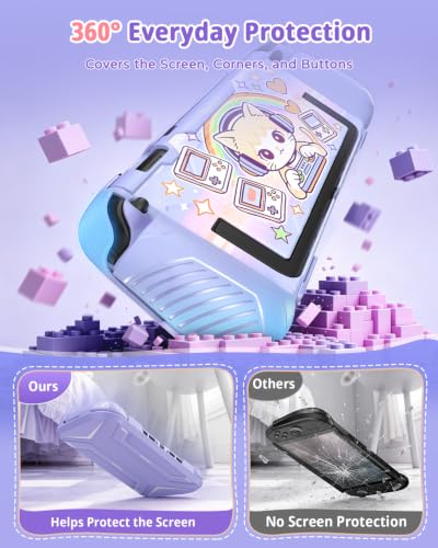 Image of FASTSNAIL Protective Cute Case Cover for Nintendo Switch 2 with Cartoon Cat | TPU Switch 2 Dockable Case with Cat Pattern, Military Protection, Split Design, Ergonomic Grip, PC Front Cover, 12 Game Slots