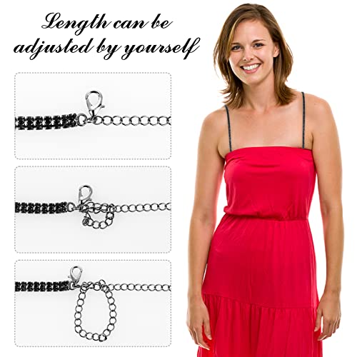 Lusofie 2 Pairs Rhinestone Bra Shoulder Straps Adjustable Bra Strap Rhinestone Shiny Bra Straps Bra Belt Lingerie Straps For Women Tops Dress Bra #TOP2