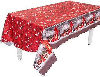 YTUGCG Christmas Table Cloths Christmas Tablecloths Rectangular Washable Table Cover Stain-Resistant for Christmas New Year Decoration Xmas Party Home Decor Christmas Table Cloths(150*180CM)