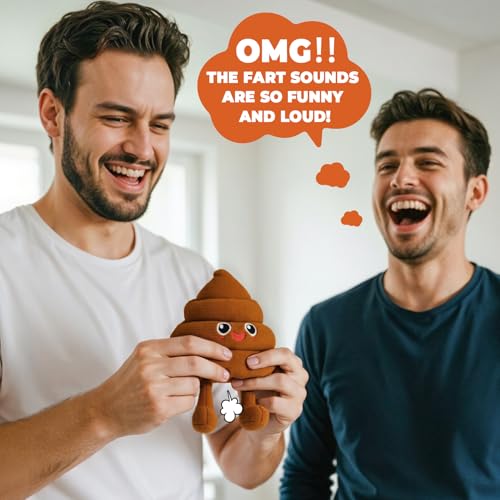 Funny Poop Plush Toy with 4 Fart Sounds – Fart Blaster Noise Maker – Realistic Fake Poop for Pranks, Jokes – Funny Gag Gift for Pets, Kids, Adults