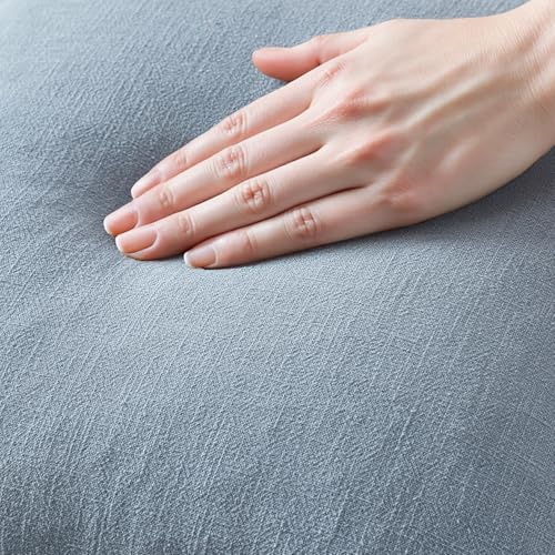 Image of MIULEE Decorative Throw Pillow Covers Neutral Linen Fringe Throw Pillows Euro Shams Set of 2 Light Blue Boho Farmhouse Cushion Covers for Couch Sofa Bed Living Room Spring Home Decor 26x26 Inch