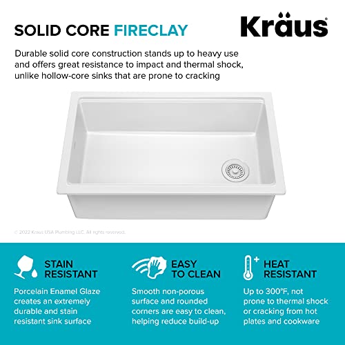 Kraus Turino 33-Inch Fireclay Workstation Drop-In/Undermount Single Bowl Kitchen Sink In Gloss White, Kfdw1-33Gwh #TOP7